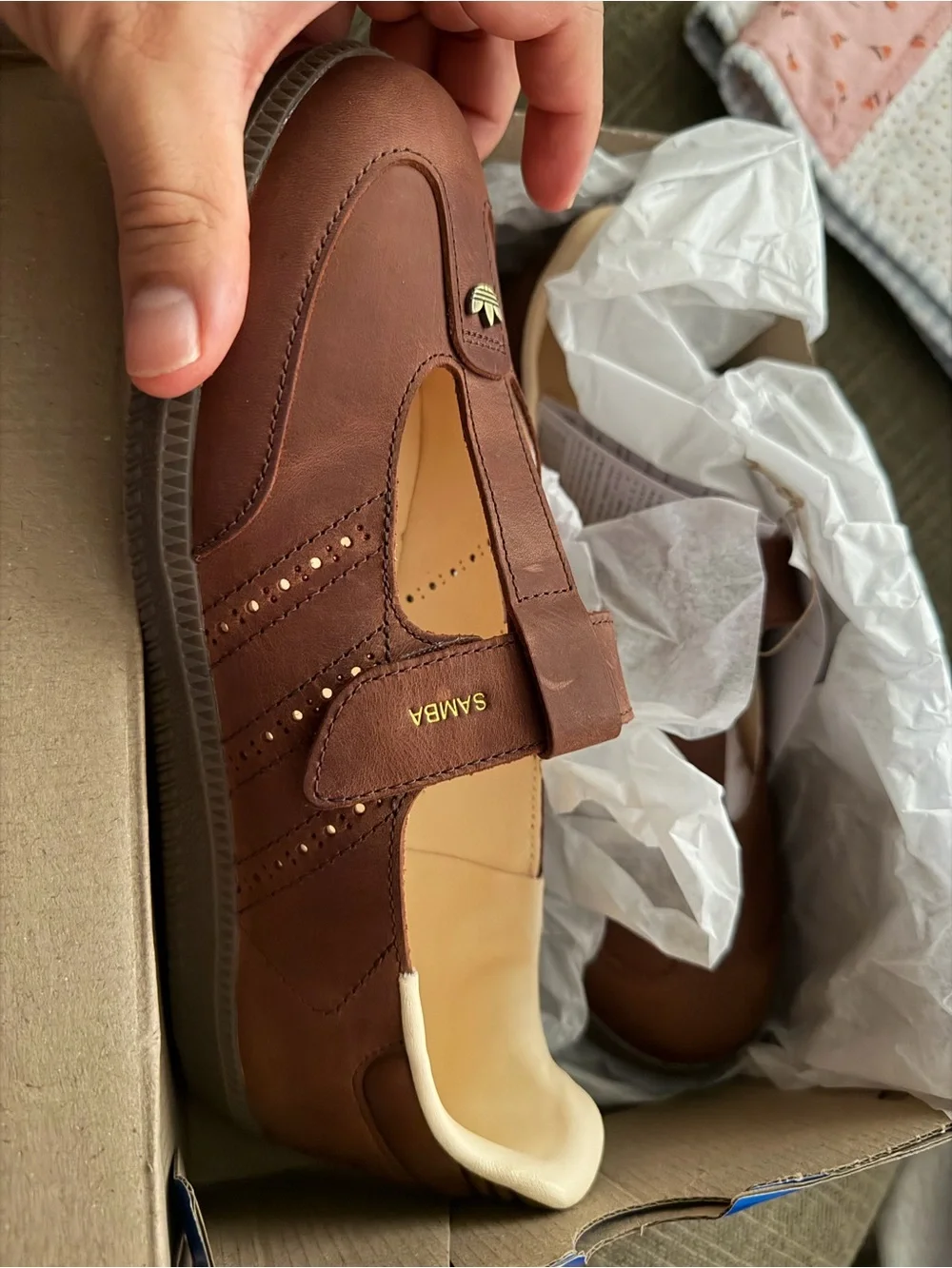 adidas Women's Samba Jane T‑Strap Sneakers in Brown - Picture 1 of 6